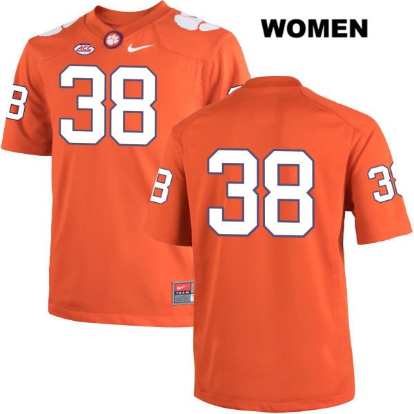 Women's Clemson Tigers #38 Amir Trapp Stitched Orange Authentic Nike No Name NCAA College Football Jersey WOB6846NE
